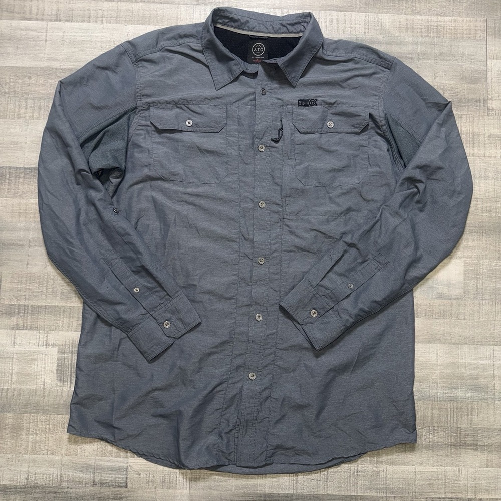 Wrangler ATG Mens XLT Gray Vented Fishing Shirt Roll Tab Sleeve Outdoor Hiking
